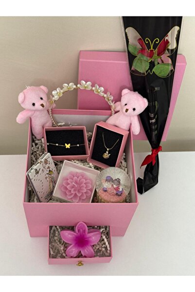 YUELL Sevgiliye ÖzelPembe Hediye Kutusu HediyeSeti,Çekmeceli Kutu,Konsept Hed...