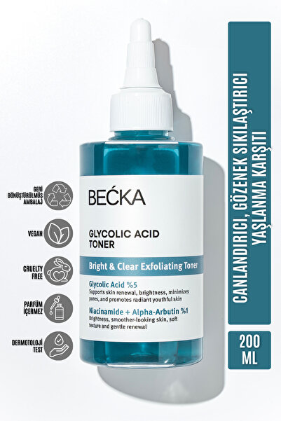 BECKA Glikolik Asit Tonik Gözenek Sıkılaştırıcı ve Canlandırıcı AHA Tonik 200 ml