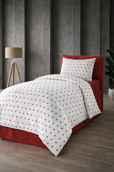 UYGURİYE طقم غطاء لحاف فردي، غطاء لحاف 70% قطن بنمط قلب + ملاءة مرنة + غطاء و...