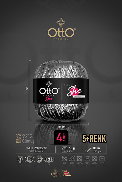 Otto Premium She Metallic Raffia - Silver - Pack of 4 - 1mm/ 50Gr/ 110m - Shi...