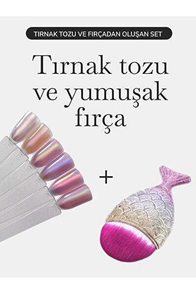 Nail Room Nail Art Seti Balık Toz Fırçası ve 6'lı İnci Tırnak Tozu Dekor Seti, Nail Art İçin