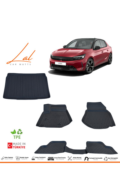 Lal Opel Corsa F 3D Havuzlu Paspas Bagaj Havuzu Seti (2020 ve sonrası Uyumlu)...