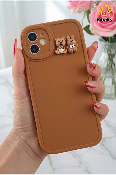 Fibaks İphone 11 Uyumlu Kılıf Tasarımlı Desenli Kamera Korumalı Ayıcık Ve Tavşan Yumuşak Silikon Kapak