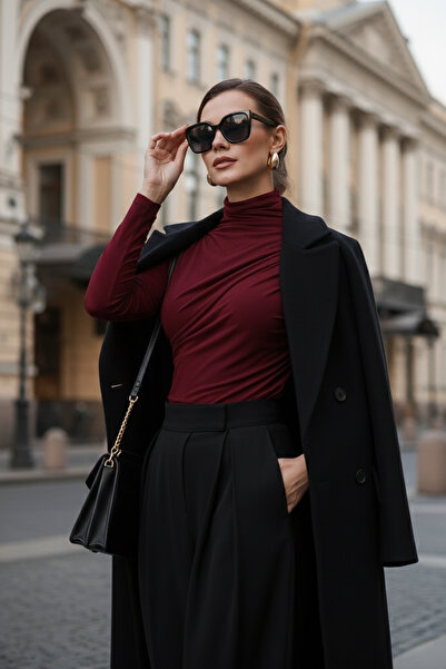 Lela Streç Büzgü Detaylı Slim Fit Dik Yaka Bluz BLUZ 669925