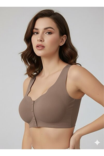 SWEETKORSE Sutien Ghost Bralet cu croială nasturi în față, fără cusături agrafe invizibile, perne detașabile și bretele