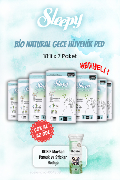 Sleepy Bio Natural 7 PAY 6 PAY Night Pad 18 قطعة وروزي