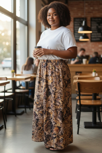 modayiğit Dijital baskılı viskon lastikli kadın etek