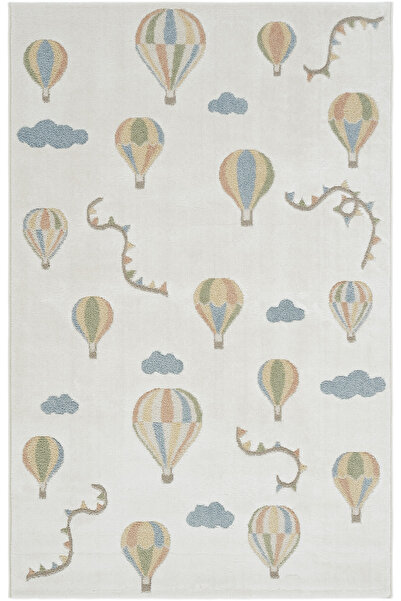 Cool Halı Smile Krem Renkli Balon Desenli Yumuşak Parlak Kolay Temizlenen Mak...