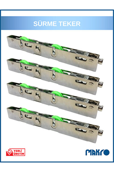 GLASSMAKRO PVC Pimapen Yeşil Sürme Çelik Çift Rulmanlı Teker 4 Adet
