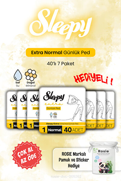 Sleepy Extra 7 Paket Günlük Ped Normal 40'lı ve Pamuk