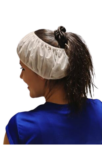 white guard Disposable Cosmetic Hair Band, White, Elastic, Nonwoven, 20 Pieces in a Pack