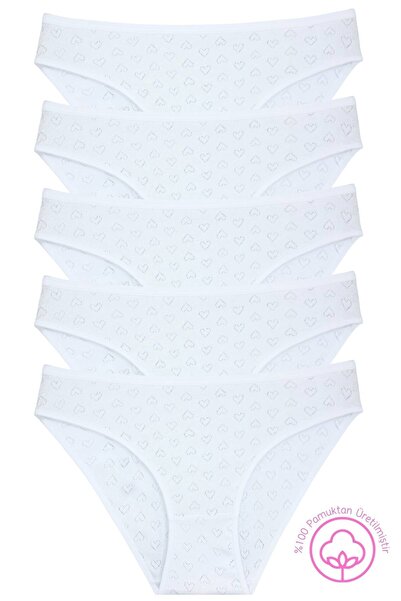 Newlilla مجموعة من 5 قطع من ملابس السباحة النسائية الداخلية بيكيني 1501 هارت 100% قطن 1501-v1