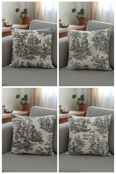 shopshop مجموعة أغطية وسائد مزخرفة ريفية من 4 قطع من The English French Peasants