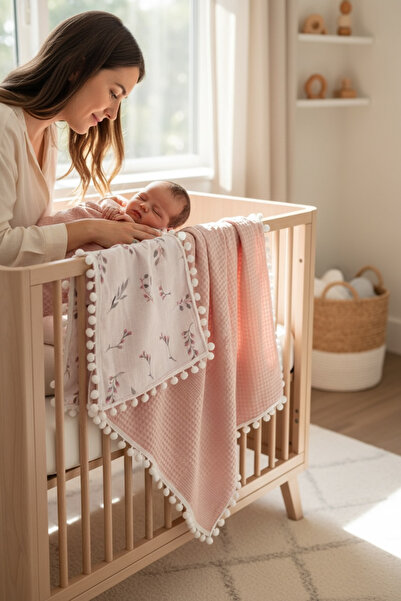 grow with muslin %100 Pamuk Çok Amaçlı Çift Katlı Müslin Battaniye (80X100)