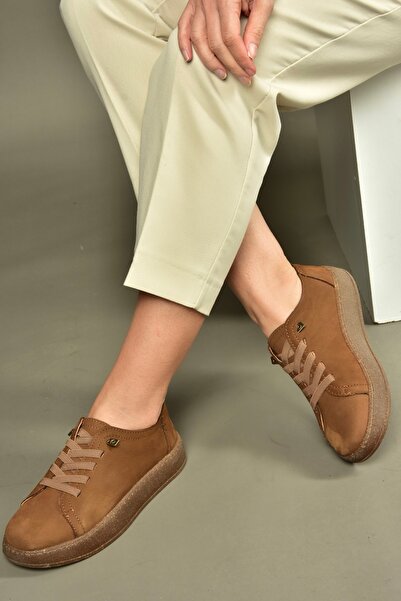Fox Shoes V999060501 Brown Genuine Leather Nubuck Women's Sports Shoes Sneakers