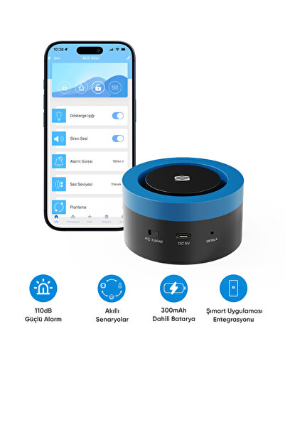 Şımart Akıllı Siren 110 Desibel Güçlü Alarm ve Mobil Uygulama Kontrollü