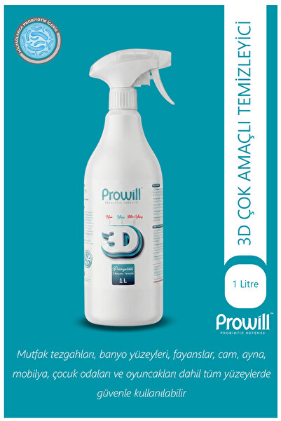 PROWİLL Çok Amaçlı Temizleyici Sprey 1 L | Probiyotikli 3 Boyutlu (Hava + Yüzey + Mikro Yüzey)