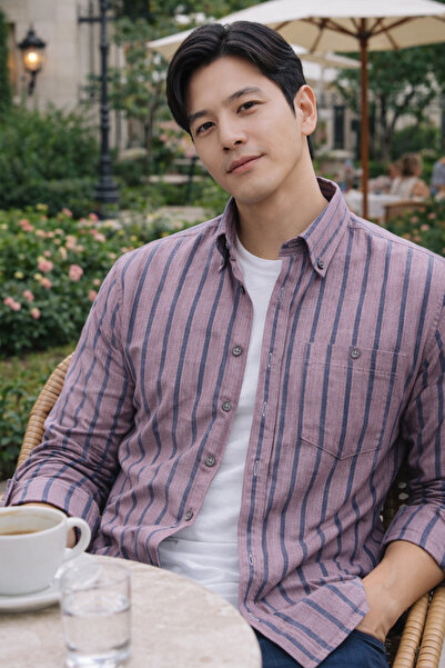 Varetta Чоловіча сорочка з довгими рукавами, класичний крій, кишені, рожева в...