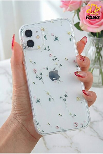 Fibaks İphone 11 Uyumlu Kılıf Tasarımlı Desenli Kamera Korumalı Şeffaf Çiçek Esnek Yumuşak Silikon Kapak
