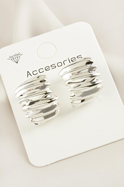 ZERO LAND MTXDPN أقراط معدنية ملتوية للموسم الجديد (180100) - لون فضي