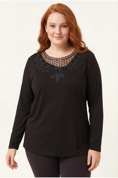 Ebsumu بلوزة نسائية ذات ياقة كبيرة الحجم وتفاصيل جيبور باللون الأسود