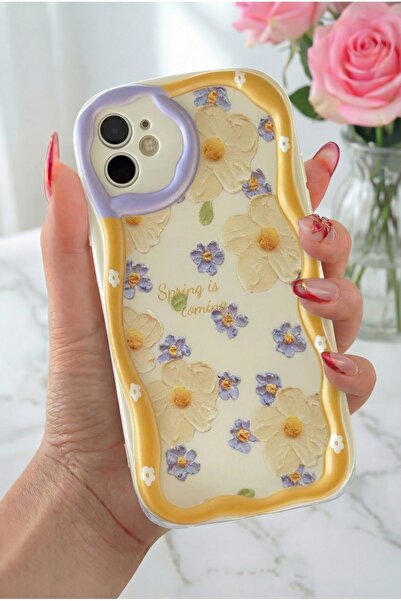 Fibaks İphone 11 Uyumlu Kılıf Tasarımlı Desenli Kamera Korumalı Papatya Çiçek Renkli Silikon Kapak