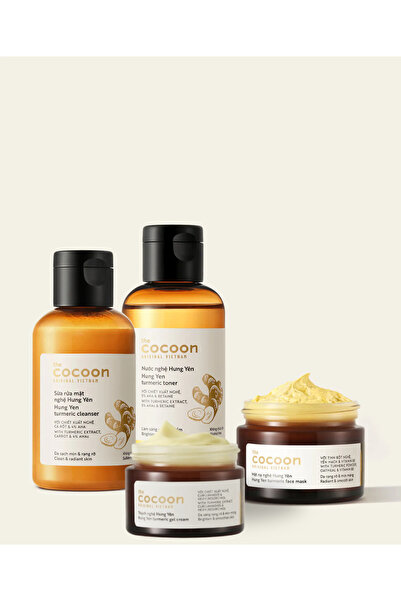 The Cocoon Original Vietnam وفر 15% | مجموعة هونغ ين لتفتيح البشرة بالكركم - قناع، كريم جل 100 مل، غسول ومنظف للوجه 140 مل + هدية