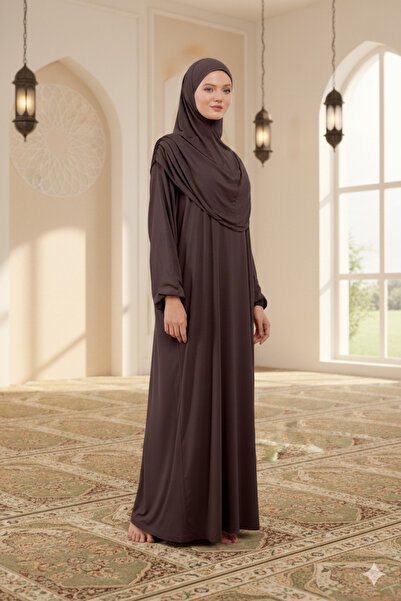 Sonbaharmoda Rochie hijab dintr-o bucată cu batic detașabil Bumbac organic Mâ...