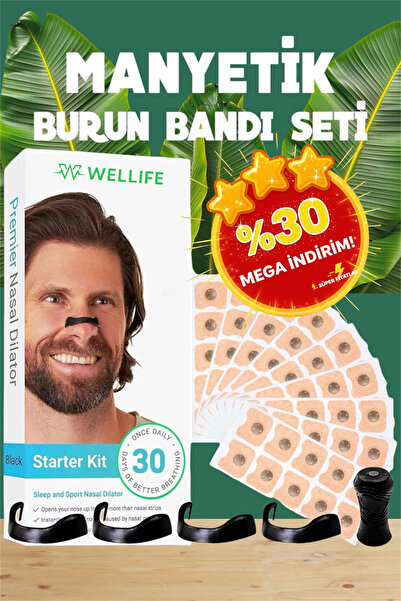 wellife pro Orijinal Manyetik Burun Bandı – 60 Adet | & Horlamayı Azaltıcı | Siyah