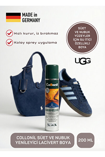 Collonil Tuna Süet ve Nubuk Yenileyici Sprey Boya Lacivert 200 ml, Made in Ge...