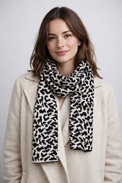 Sebir Moda Eșarfă de tricotaj cu model leopard