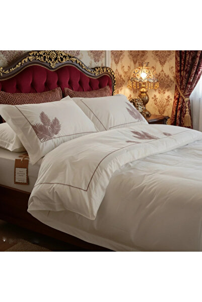 KRC HOME طقم غطاء لحاف مطرز مزدوج من القطن 100% - 4 قطع