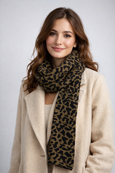 Sebir Moda Eșarfă de tricotaj cu model leopard