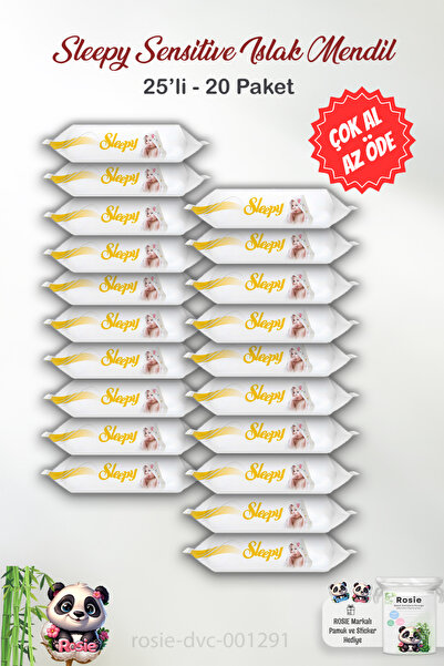 Sleepy 20 paket Sensitive Islak Mendil 25'li ve ROSIE