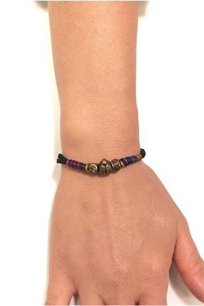 etniko Unisex Uğur Böceği Temalı El Yapımı Renkli Salaş Bileklik