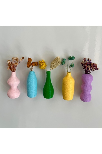 SERÜVENTR Miniflora - 5'li Magnetli Mini Vazo - Mix v1 - Buzdolabı Süsü