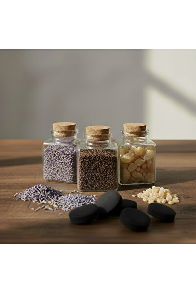 Nomad Dökme Tütsü Seti - 4 Çeşit Bitki & Reçine + 10 Adet Tablet Kömür - Adaçayı Lavanta Üzerlik Akgünlük