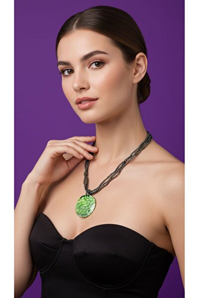 Gönülden Tasarım El Yapımı Hakiki Sedef Taşlı Boncuklu Etnik Bohem Kolye