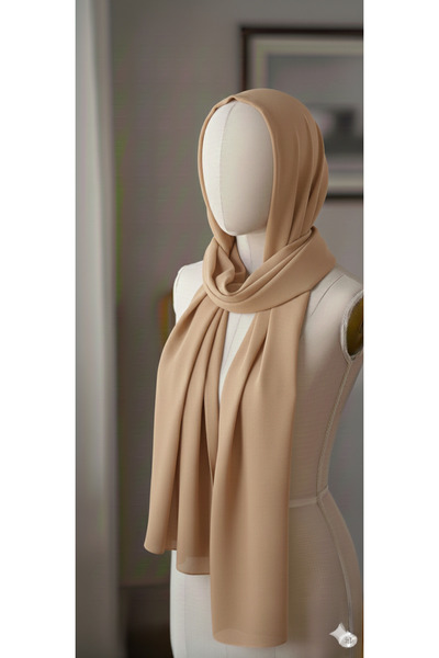 karanfil Tesettür Women's Beige Chiffon Shawl