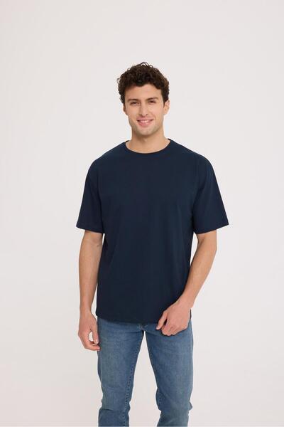 The Crow Ανδρικό μπλουζάκι με στάμπα Crew Neck Navy Blue Tc9010 Basic