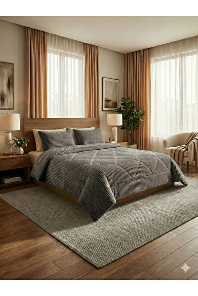 gülce home Sherpa Çift Taraflı Yorgan Seti ( Uyku Seti ) Çift kişilik 3 Parça