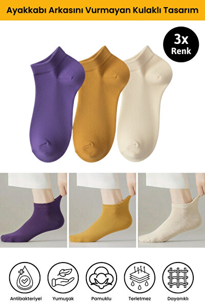 Dore Original 3 Pairs of Ear Comfort Model Sweat-Absorbent Sports Shoes Sneaker Premium Cotton Booties Socks