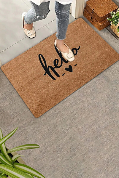Valerine Life سجادة باب ترحيب Hello Heart مقاس 45 × 70 سم