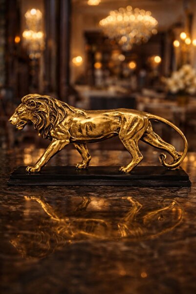 Doremcy Dekoratif Tablalı Aslan Biblo – Polyester, El Boyaması, Şık Ev Ve Ofis Dekorasyonu