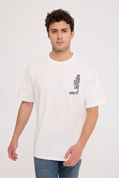 The Crow Біла чоловіча футболка з принтом на комірі TC 9020 Розмір: XL