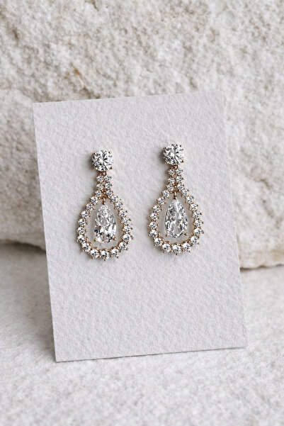 Özce Steel Crystal Drop Stone Palace Series Mihrimah Earrings -Not Tarnish-