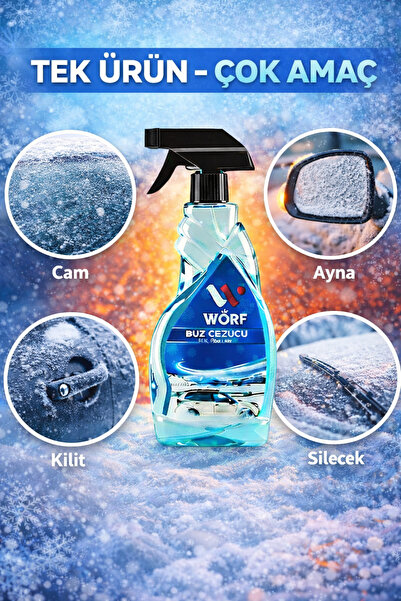 WÖRF Buz Çözücü Sprey 500 ml X 3 Adet Oto Cam Buz Çözücü & Buzlanma Önleyici