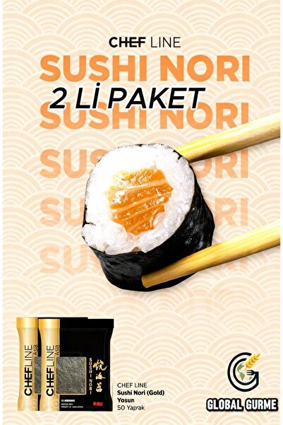 Chefline Sushi Nori (Gold Kalite) Yosun – 50 Yaprak, 125 g x 2 Adet