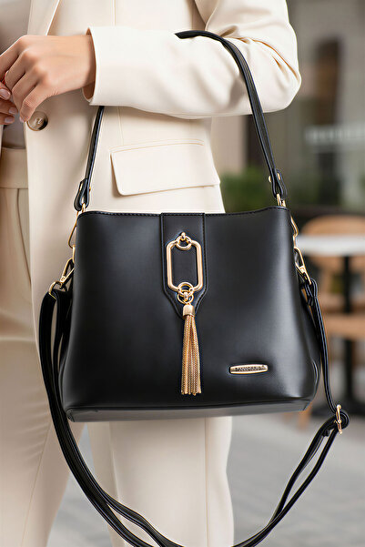 Lifonbag Γυναικεία τσάντα ώμου και χιαστί με χρυσή λεπτομέρεια 3 θέσεων (23X1...