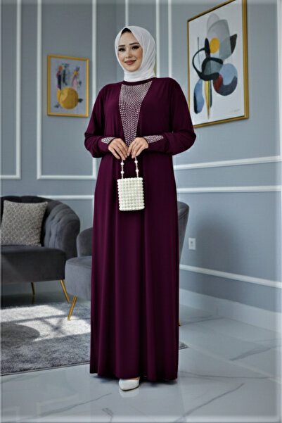 modamira Kadın Vişne Sandy Önü Ve Kol Manşetleri Taşlı Boydan Genç Anne Teset...